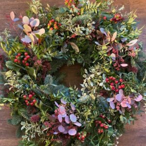 Christmas Wreath which can be made in The Dancing Daffodil's Christmas Wreath Workshops