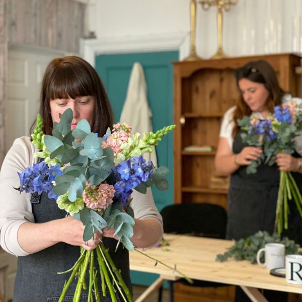 2 ladies attending The Dancing Daffodils Introduction to Floristry Creative Course