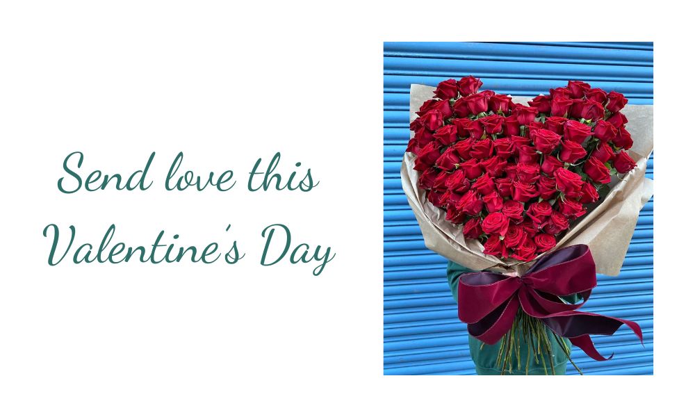 Send love this Valentine's Day - 300 Red Roses in a heart shaped bouquet