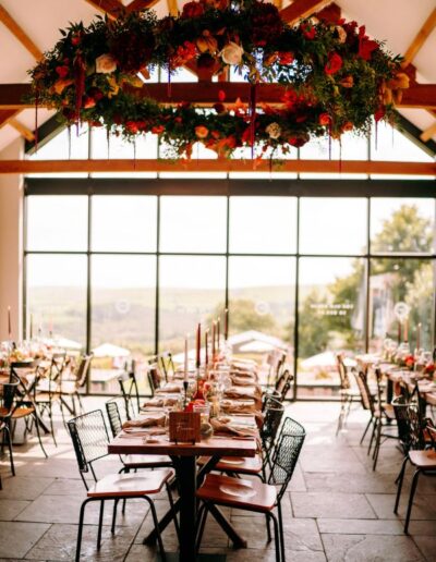 The Dancing Daffodil - Jordan & Joseph - Wedding reception ceiling flowers