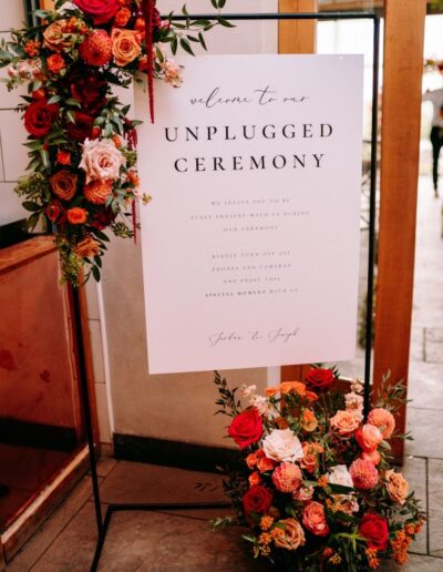 The Dancing Daffodil - Jordan & Joseph - Welcome sign - Unplugged Ceremony